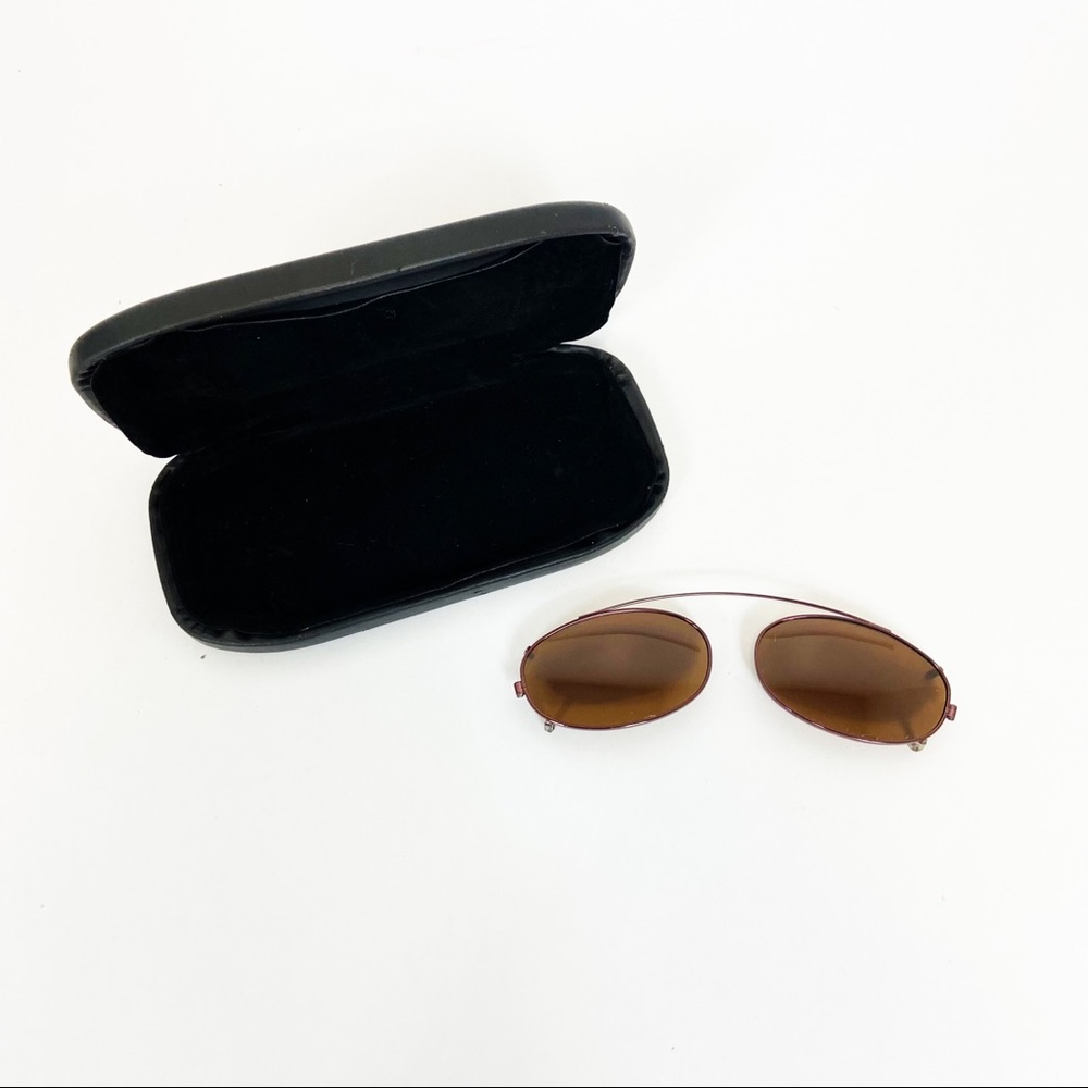 Vintage Marchon M615TC 47 603 Polarized Bronze Clip-on Sunglasses Oblong